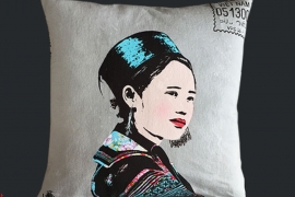 Cushion cover printed Vietnamese ethnic woman-Miss Mong